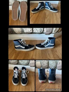 Vans Sk8-Hi High Top Sneakers in Black and Blue